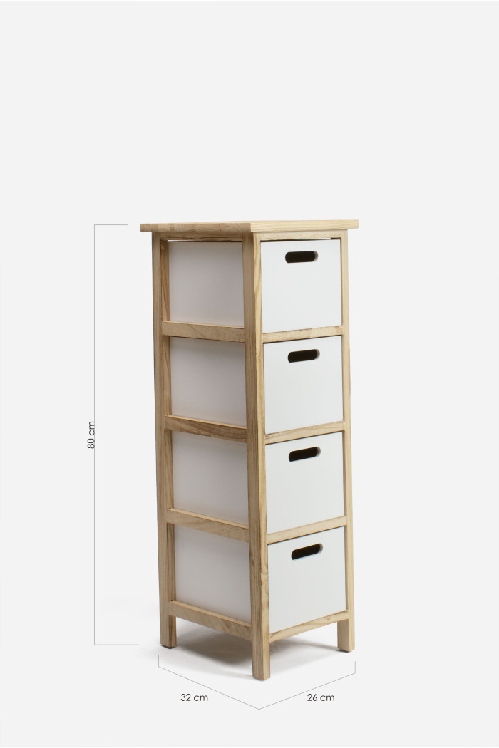 Mueble Cajonera Cuadrada de Madera de 3, 4 y 5 Cajones Color Blanco