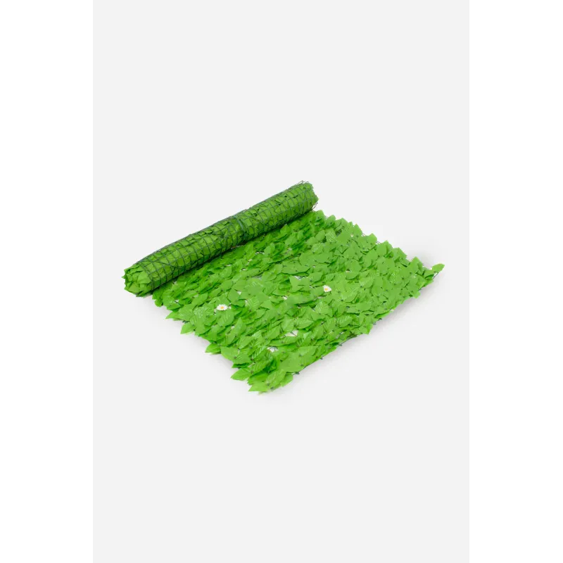 Enredadera de Seto Artificial con Hojas Verde Claro y Flores Decorativas en Rollo - 2 Medidas