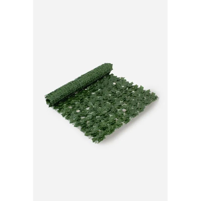 Enredadera de Seto Artificial con Hojas Verde Oscuro y Flores Decorativas en Rollo - 2 Medidas