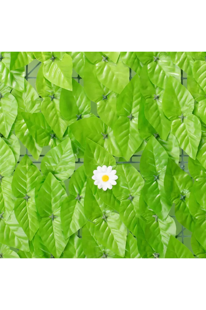 Enredadera de Seto Artificial con Hojas Verde Claro y Flores Decorativas en Rollo - 2 Medidas