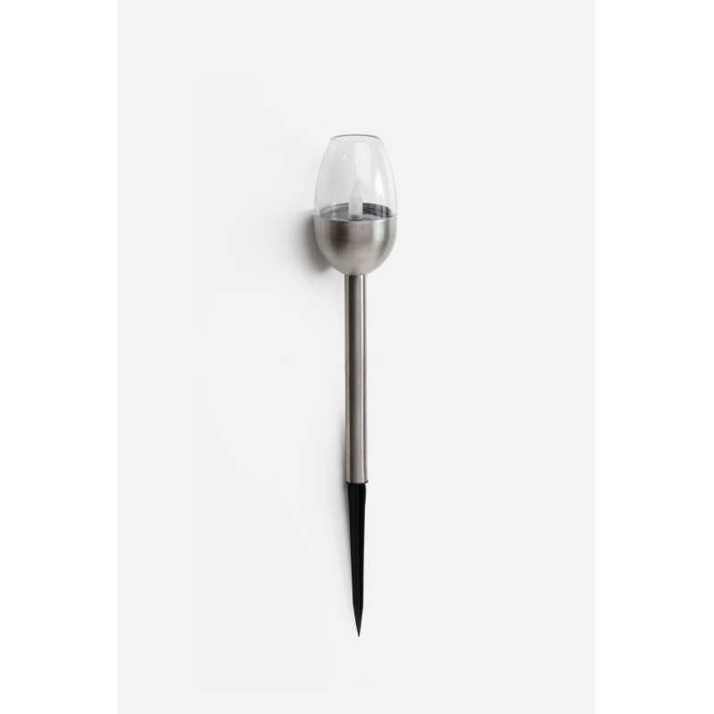 PACK DE 12 ANTORCHAS LUZ SOLAR ACERO INOX. 39 cm - LUZ CÁLIDA