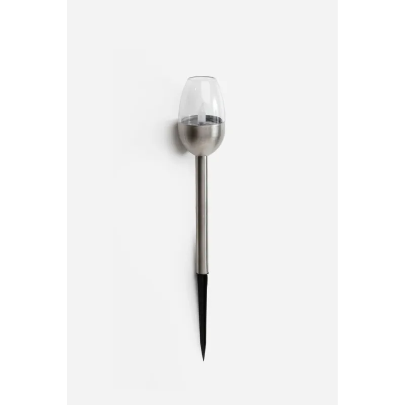 PACK DE 12 ANTORCHAS LUZ SOLAR ACERO INOX. 39 cm - LUZ CÁLIDA