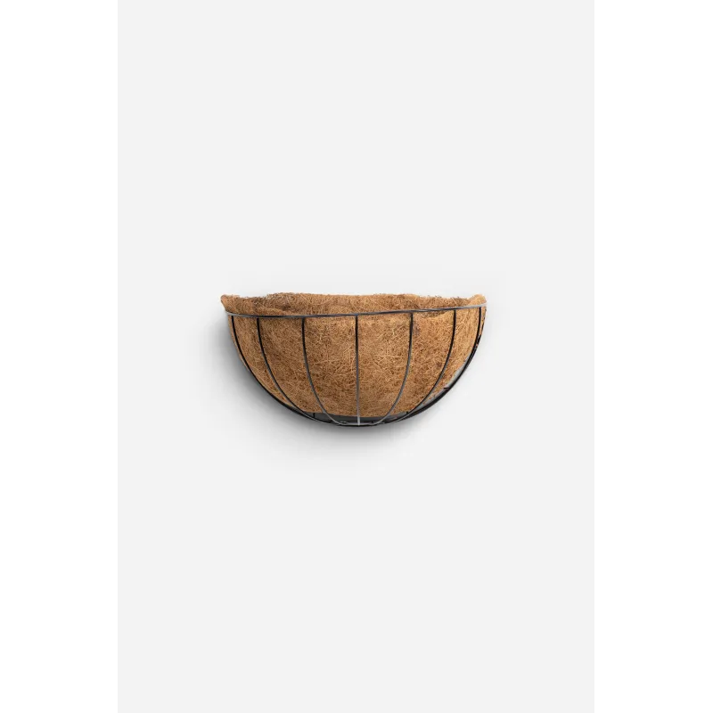 Macetero de Fibra de Coco con Soporte de Hierro Negro | 12 x 25,5 cm