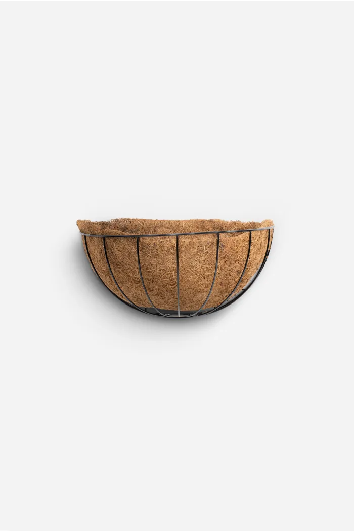 Macetero de Fibra de Coco con Soporte de Hierro Negro | 12 x 25,5 cm