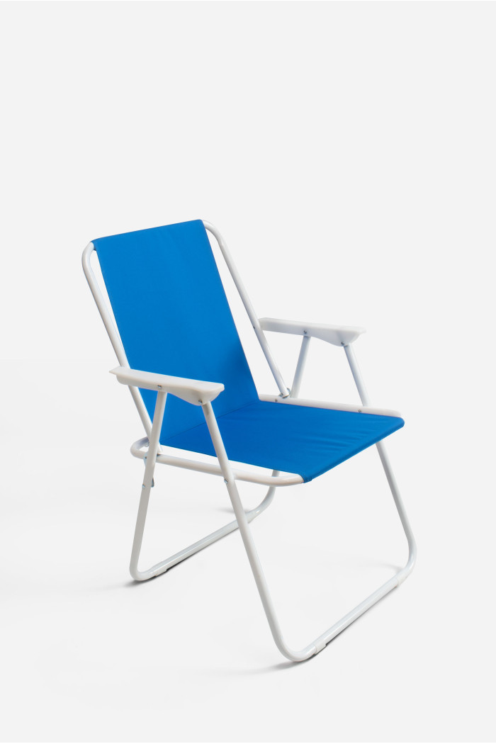 Silla de metal plegable azul oscuro