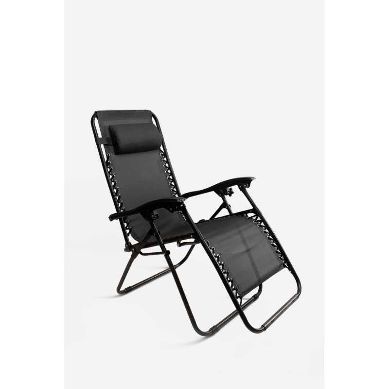 SILLA TUMBONA METAL NEGRO CON COJIN