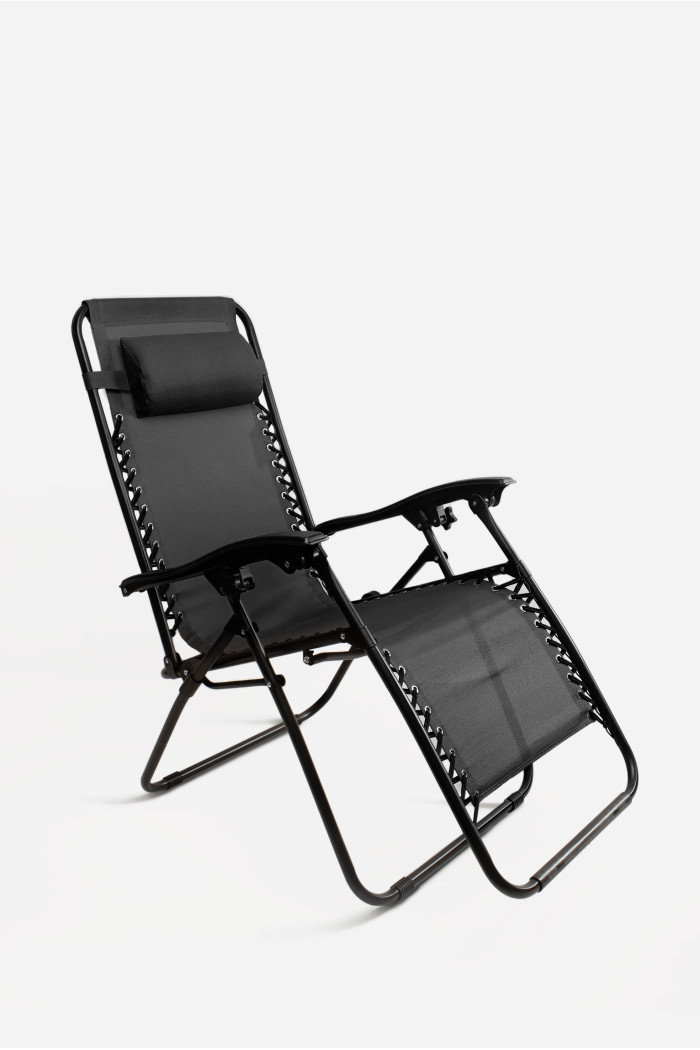 SILLA TUMBONA METAL NEGRO CON COJIN