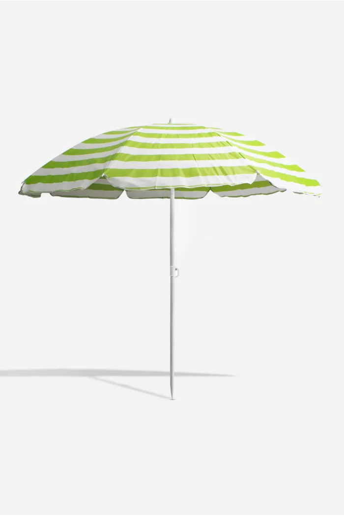 SOMBRILLA PLAYA TNT VARIOS DIAMETROS METAL CON INCLINACIÓN - VERDE Y BLANCO