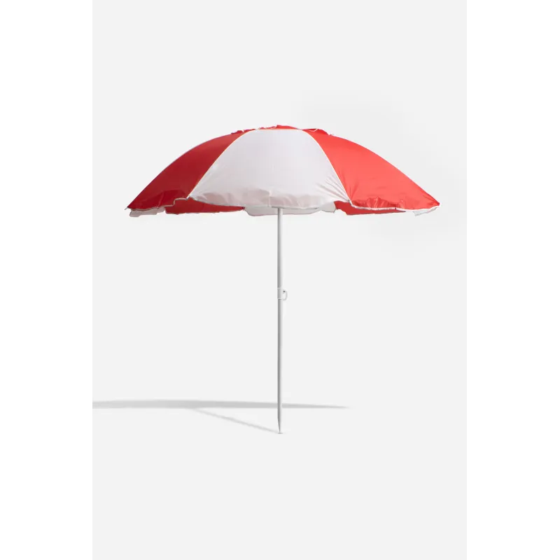 SOMBRILLA DE PLAYA DE POLIÉSTER CON INCLINACIÓN - VARIOS DIÁMETROS - COLOR ROJO Y BLANCO