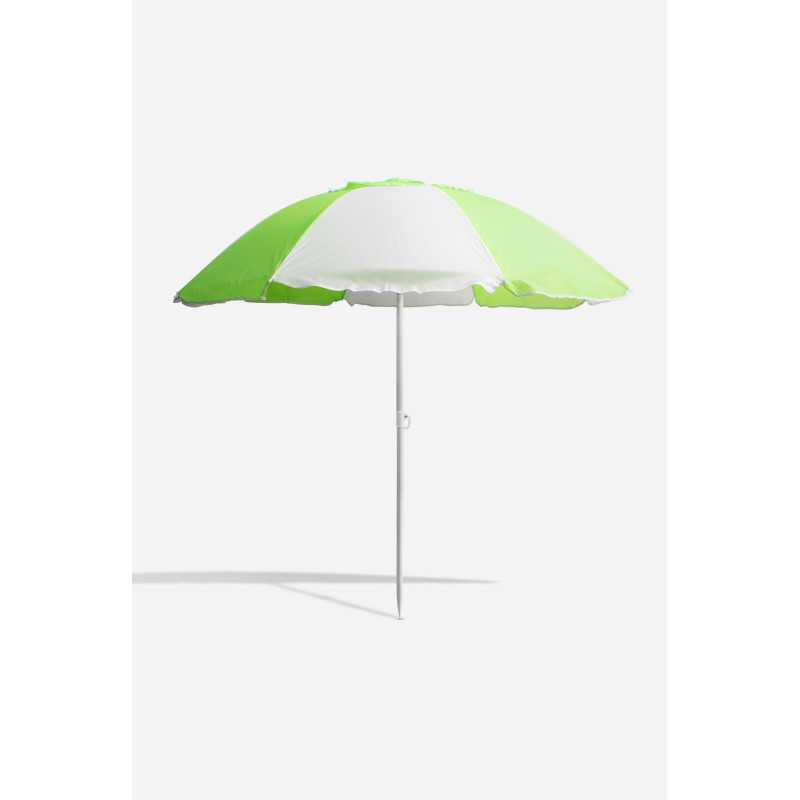 SOMBRILLA DE PLAYA DE POLIÉSTER CON INCLINACIÓN - VARIOS DIÁMETROS - COLOR VERDE Y BLANCO