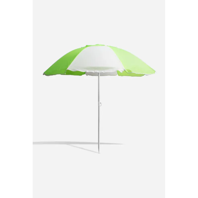 SOMBRILLA DE PLAYA DE POLIÉSTER CON INCLINACIÓN - VARIOS DIÁMETROS - COLOR VERDE Y BLANCO