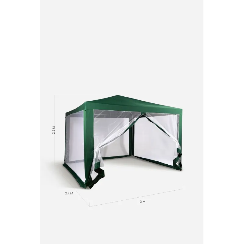 Cenador de Jardín Desmontable con Paneles Laterales -2,4x3x2,5 m