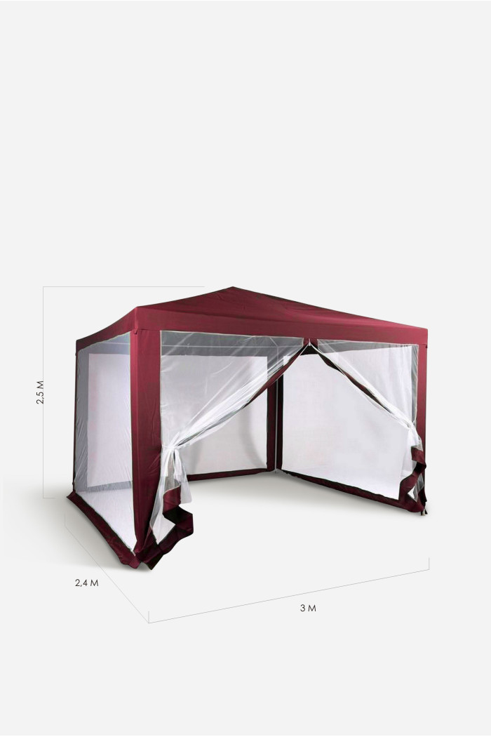 CENADOR DESMONTABLE CON PANELES LATERALES GRANATE  2,4X3X2,5M