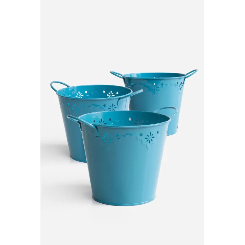 Set de 3 Cubos de Latón con Asas Wanda – Varios Colores | 22x16x14,5 cm