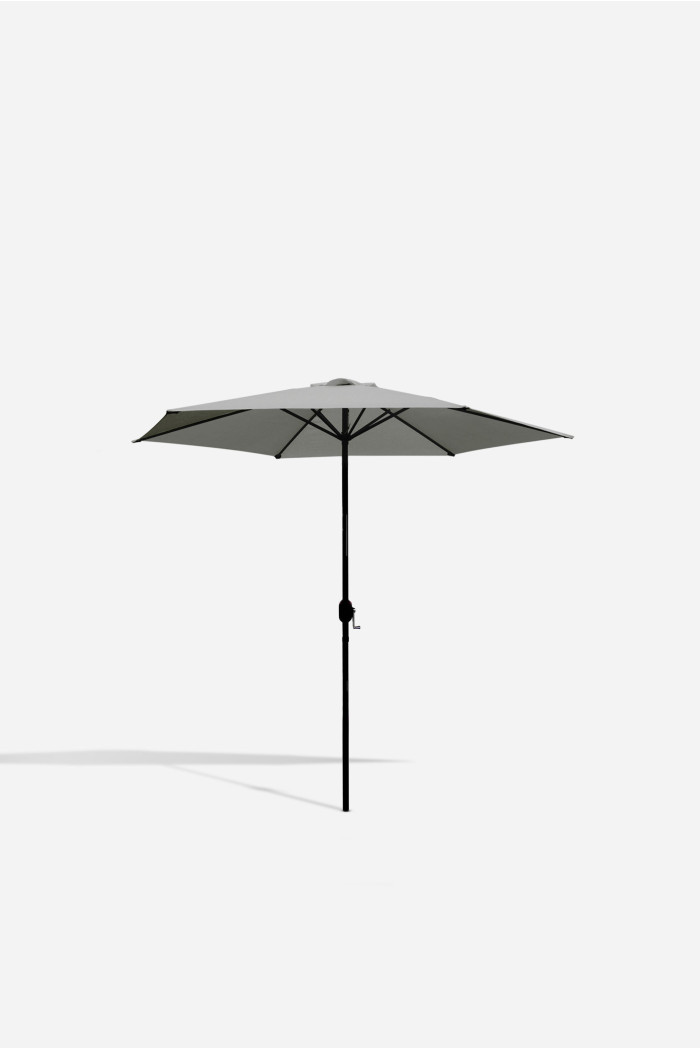 PARASOL JARDÍN D.2,70M GRIS CON POSTE DE ACERO D.38MM - IDEAL PARA EXTERIORES Y PATIOS