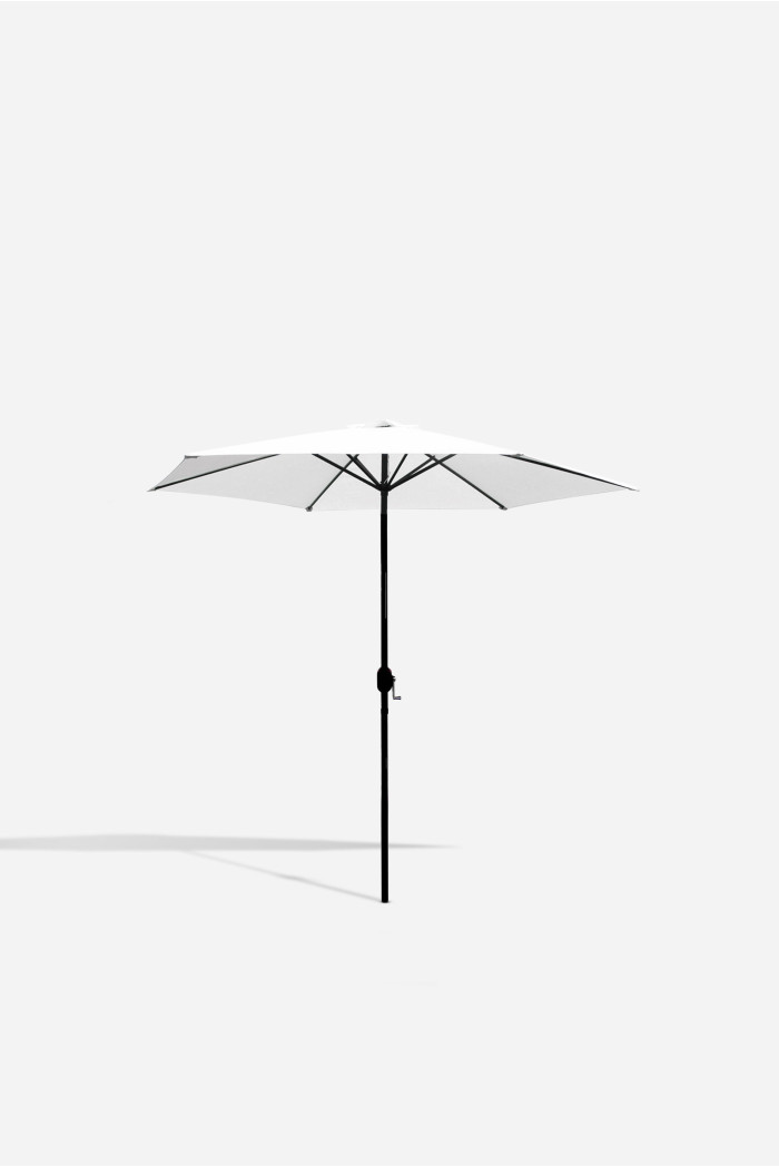 PARASOL JARDÍN D.2,7M BLANCO CON POSTE DE ALUMINIO D.38MM - IDEAL PARA EXTERIORES Y PATIOS