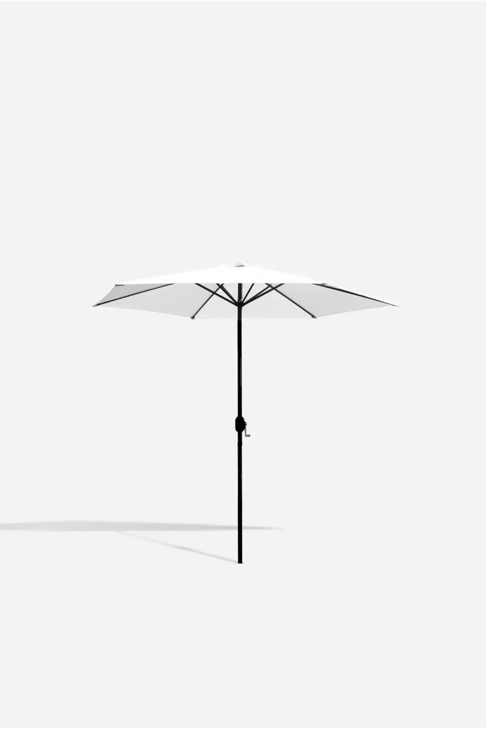 PARASOL JARDÍN D.2,7M BLANCO CON POSTE DE ALUMINIO D.38MM - IDEAL PARA EXTERIORES Y PATIOS