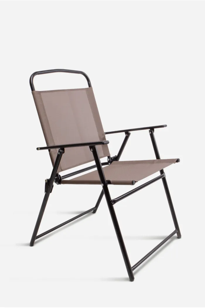 SILLA METÁLICA PLEGABLE CON LONA PVC MARRÓN 56X64X91 CM