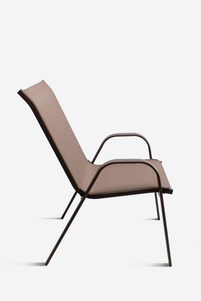 Silla de metal con lona - Marrón