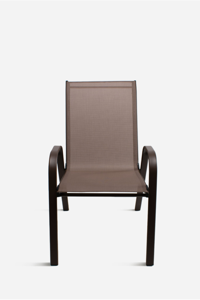 Silla de metal con lona - Marrón