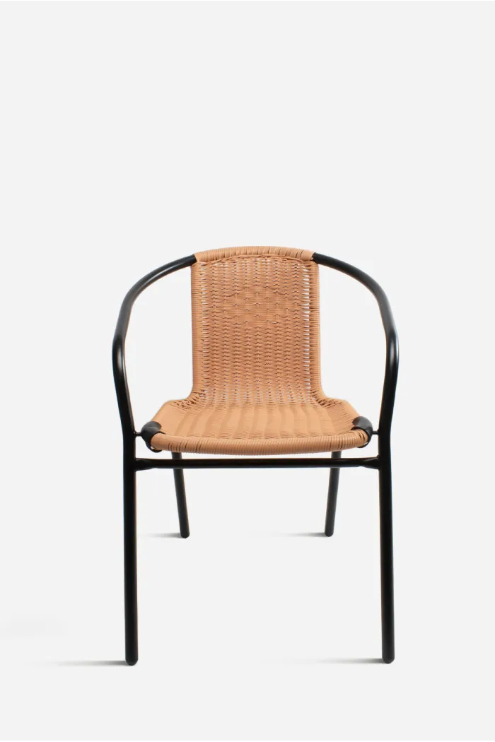Silla de Metal con Asiento de Mimbre Natural