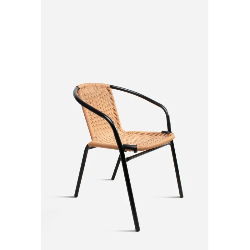 Silla de Metal con Asiento de Imitación Mimbre - Batu