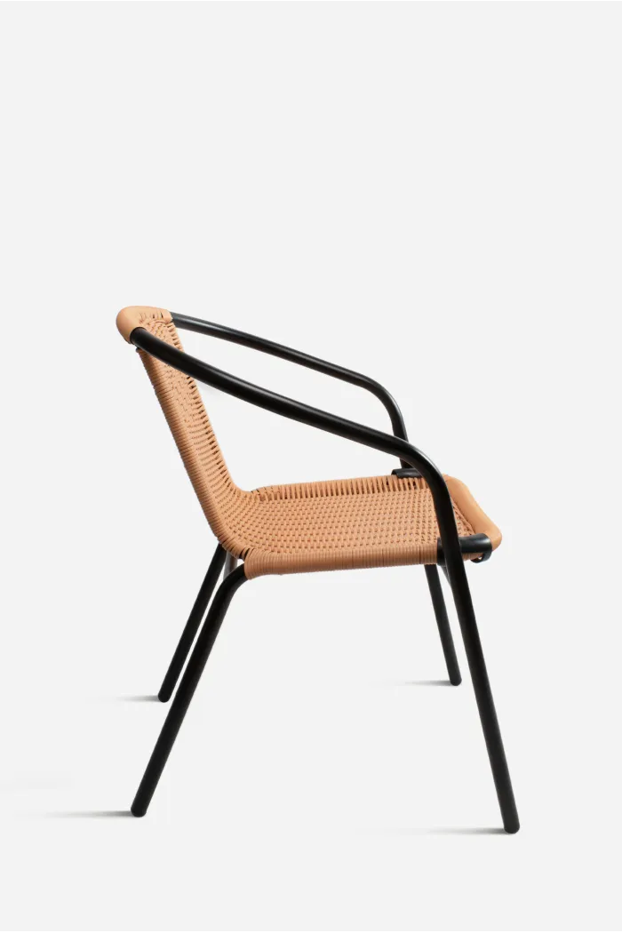 Silla de Metal con Asiento de Mimbre Natural