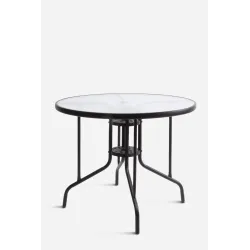 Mesa de Metal Negra─ Base Cristal D.90x70 cm - Dashi
