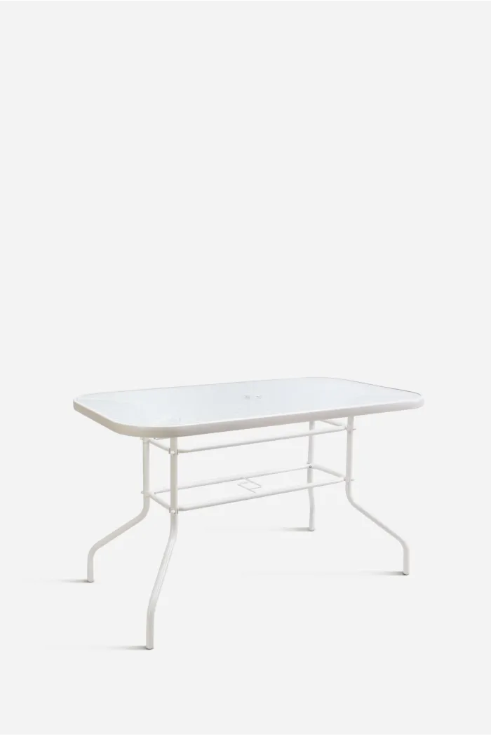 Mesa de Metal Base Cristal 120x70x70 cm - 2 Colores (Blanca y Negra)