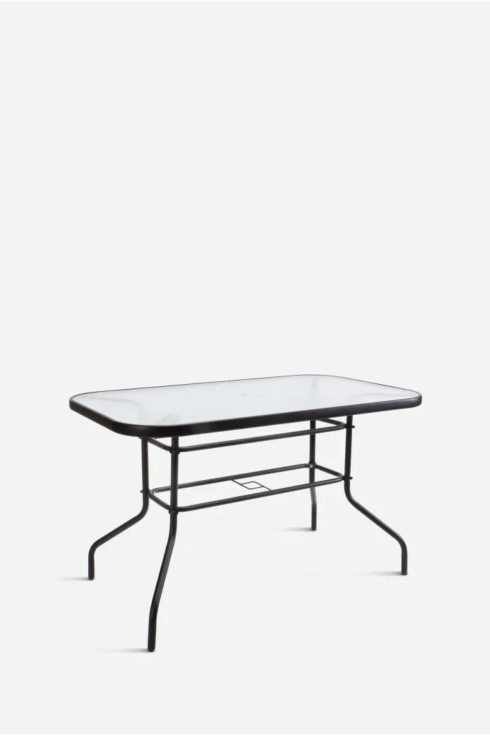 Mesa de Metal Base Cristal 120x70x70 cm - 2 Colores (Blanca y Negra)