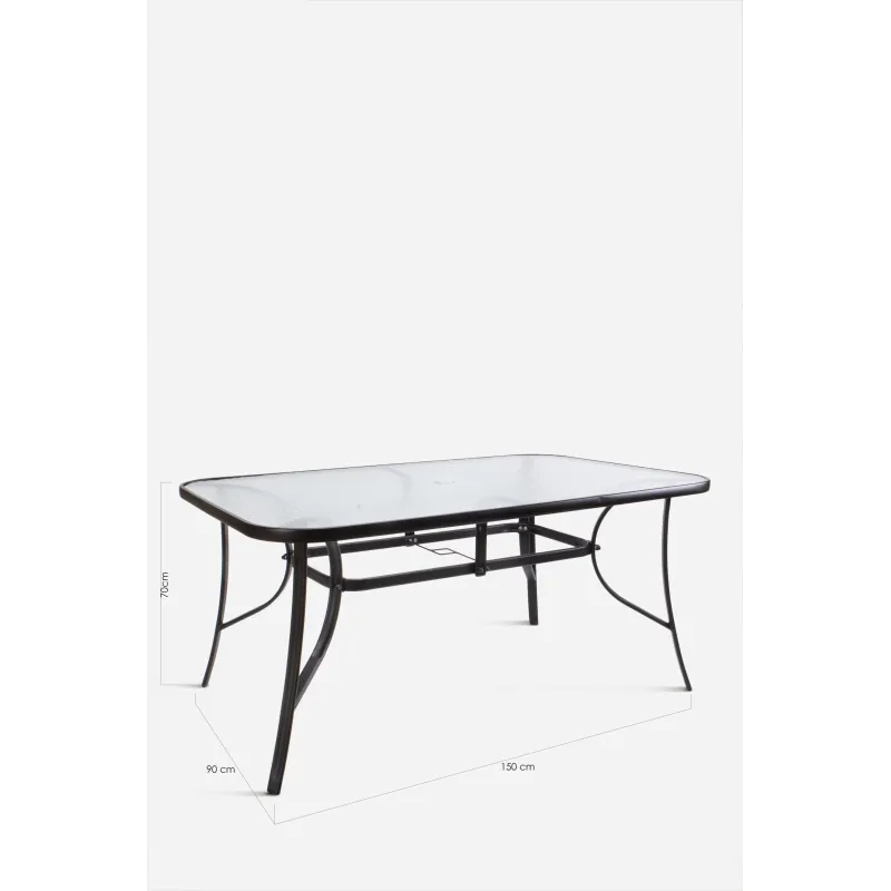 Mesa de Metal Base Cristal 150x90x70 cm 2 colores