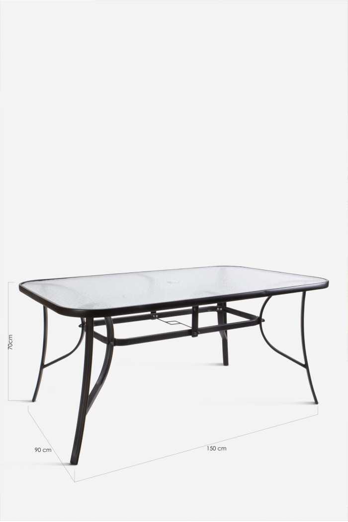Mesa de Metal Base Cristal 150x90x70 cm 2 colores