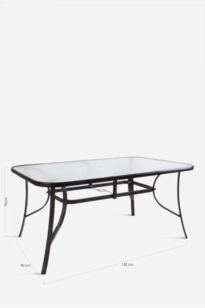 Mesa de Metal Base Cristal 150x90x70 cm 2 colores