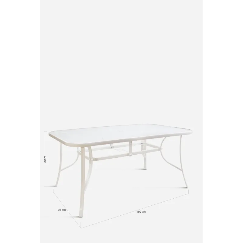 Mesa de Metal Base Cristal 150x90x70 cm 2 colores