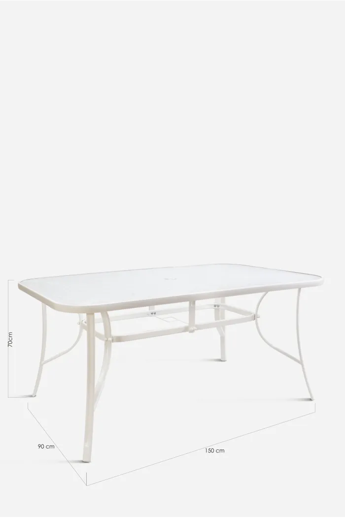 Mesa de Metal Base Cristal 150x90x70 cm 2 colores