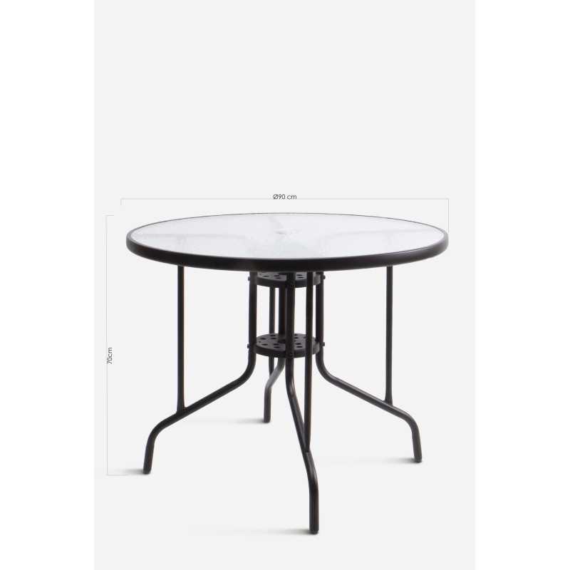 Mesa de Metal Negra─ Base Cristal D.90x70 cm