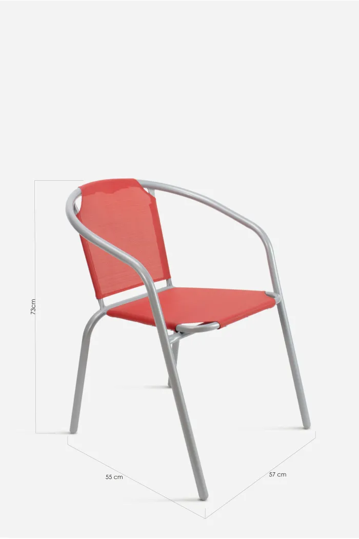 Silla de Jardín de Metal con Lona Roja