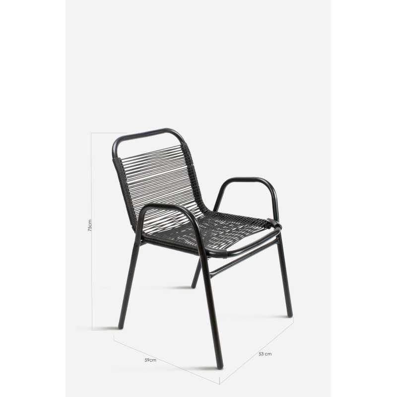 Silla de Jardín de Metal Cuadrada con Hilos de Polietileno