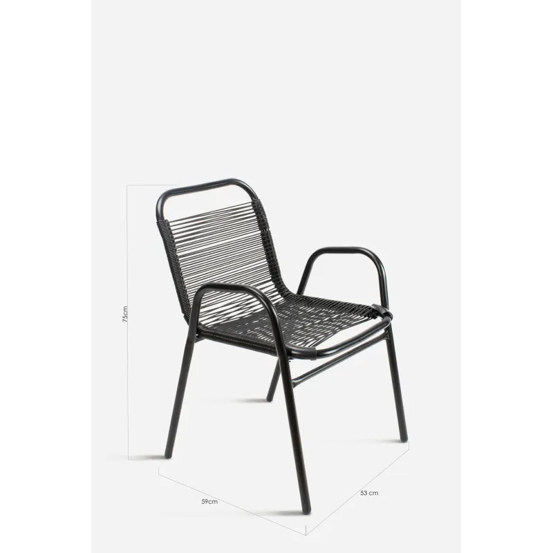Silla de Jardín de Metal Cuadrada con Hilos de Polietileno