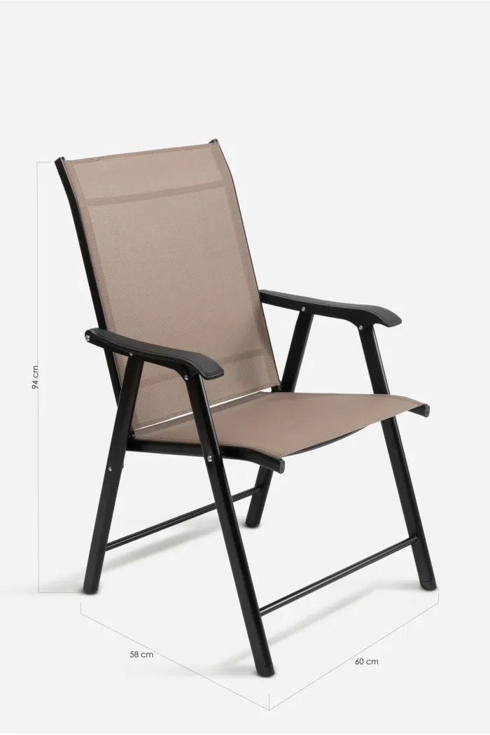 SILLA METÁLICA PLEGABLE CON LONA PVC MARRÓN 57X67X94 CM