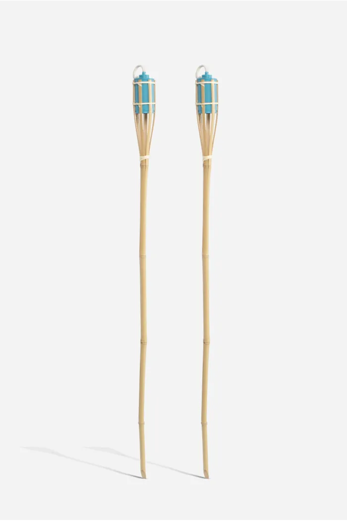 Pack de 2 y 4 Antorchas de Bambú 90 cm - Azul