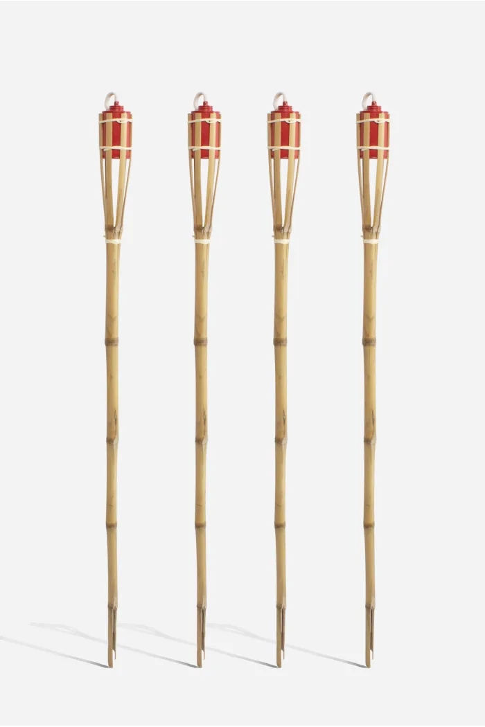 Pack de 2 y 4 Antorchas de Bambú 120 cm - Rojo