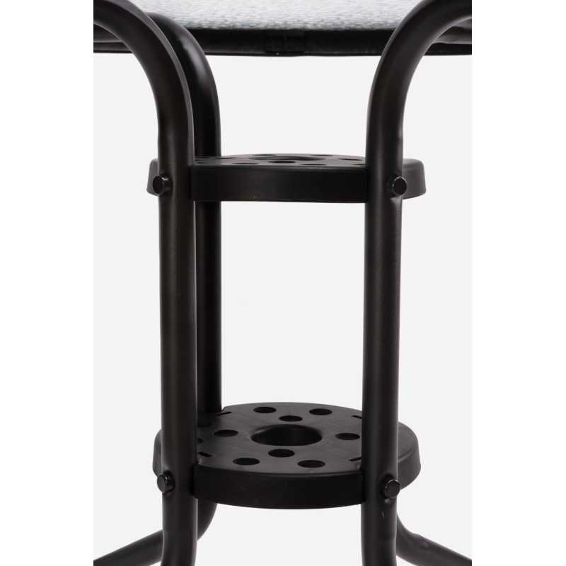 Mesa de Metal Negra─ Base Cristal D.90x70 cm