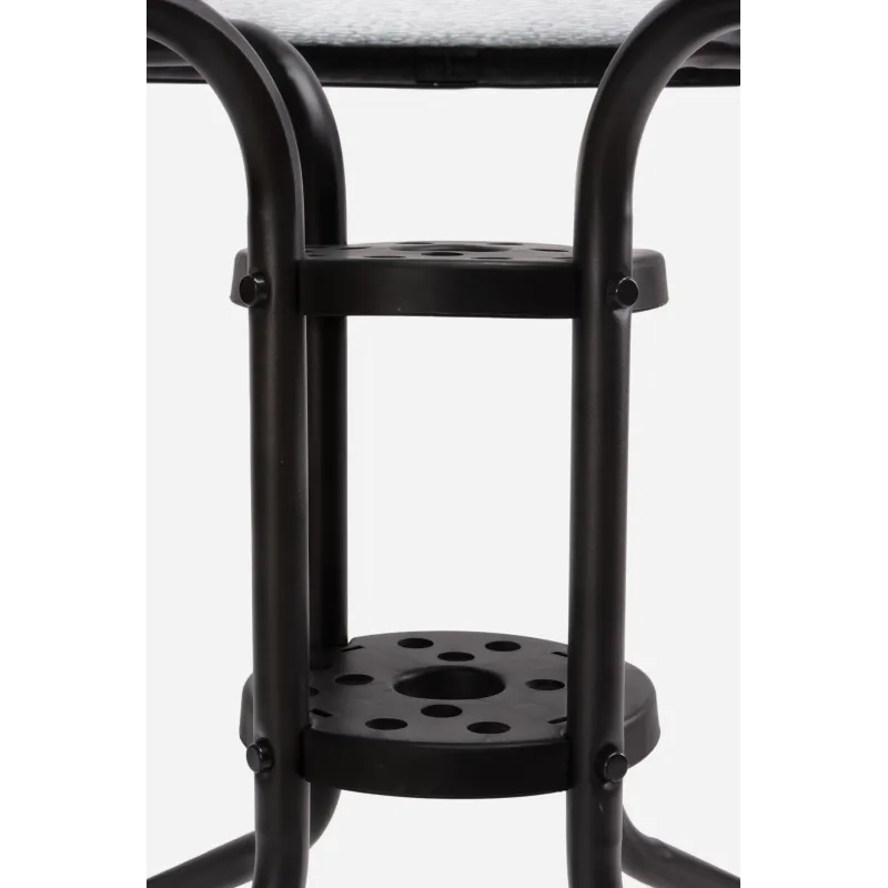 Mesa de Metal Negra─ Base Cristal D.90x70 cm