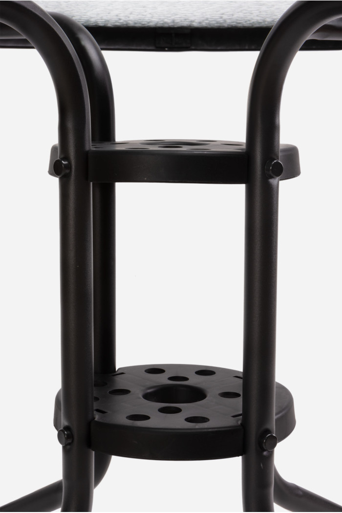 Mesa de Metal Base Cristal Negra D.90x70 cm