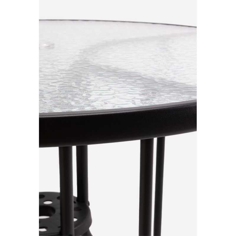 Mesa de Metal Negra─ Base Cristal D.90x70 cm