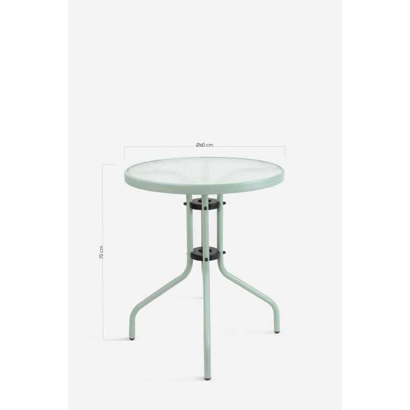 Mesa de Jardín Redonda de Metal con Base de Cristal - Varios Colores