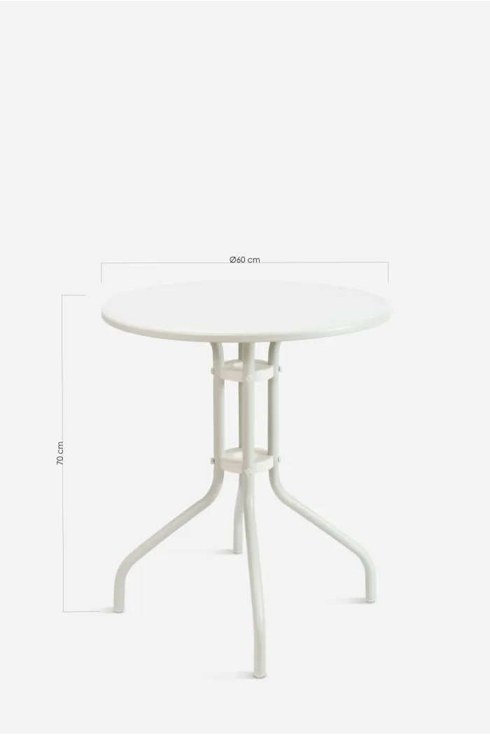 Mesa de metal Ø60 cm - Blanco