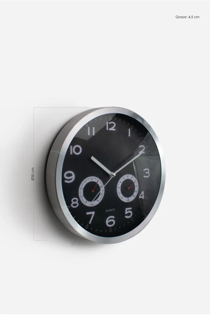 Reloj de Pared Metálico 30 cm – Negro | Diseño Moderno y Elegante