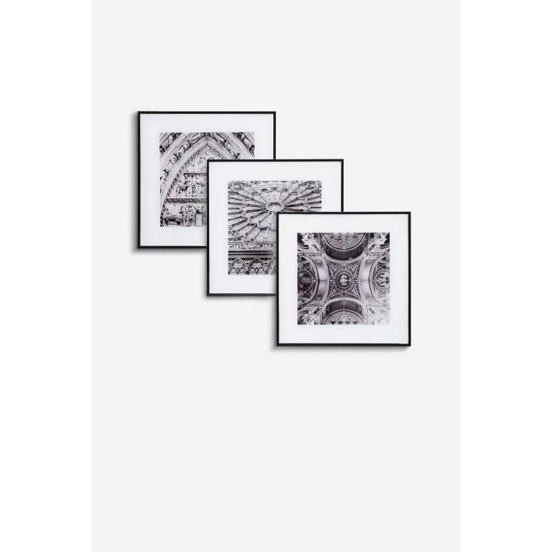 Set de 3 Cuadros Cristal Arquitectura 30x30 cm